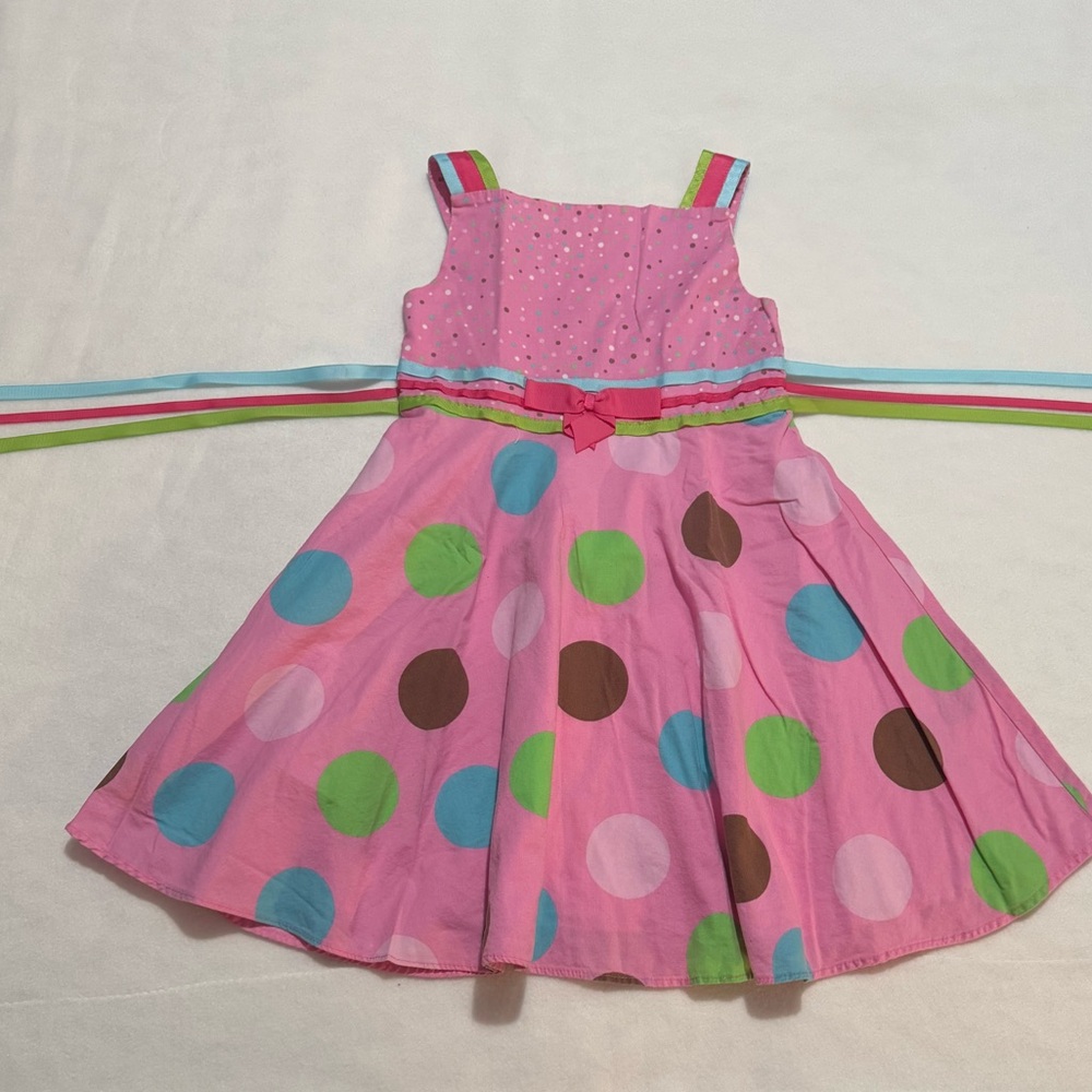 Pink Polka dots A line dress with lining
